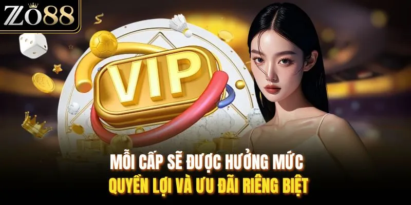 Mỗi cấp sẽ được hưởng mức quyền lợi và ưu đãi riêng biệt
